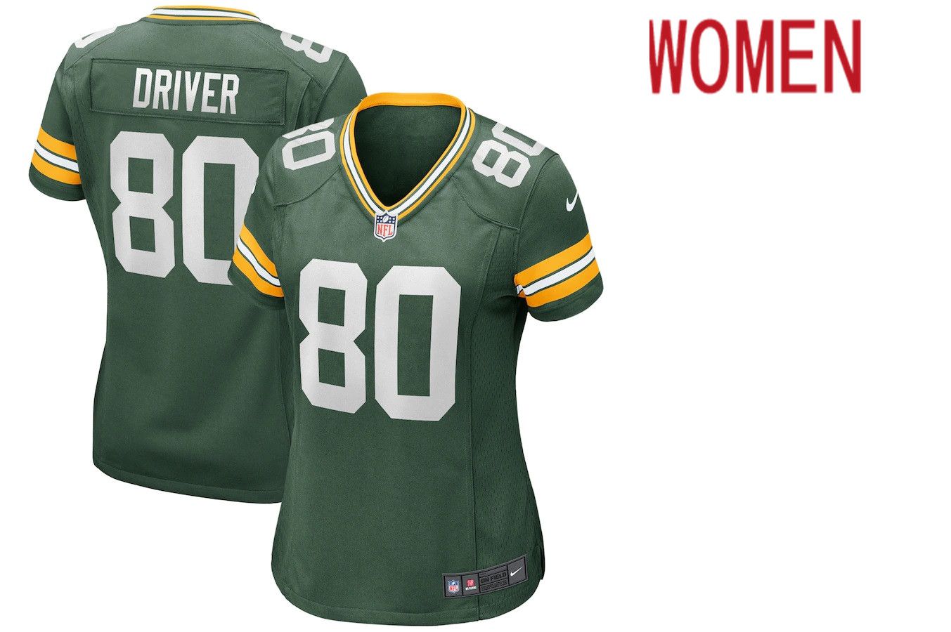 Women Green Bay Packers #80 Donald Driver Nike Green Game Retired Player NFL Jersey